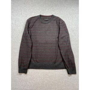 Falke Sweater Mens‎ XL Gray Red Striped 100% Virgin Wool Knit Crewneck 54 51060